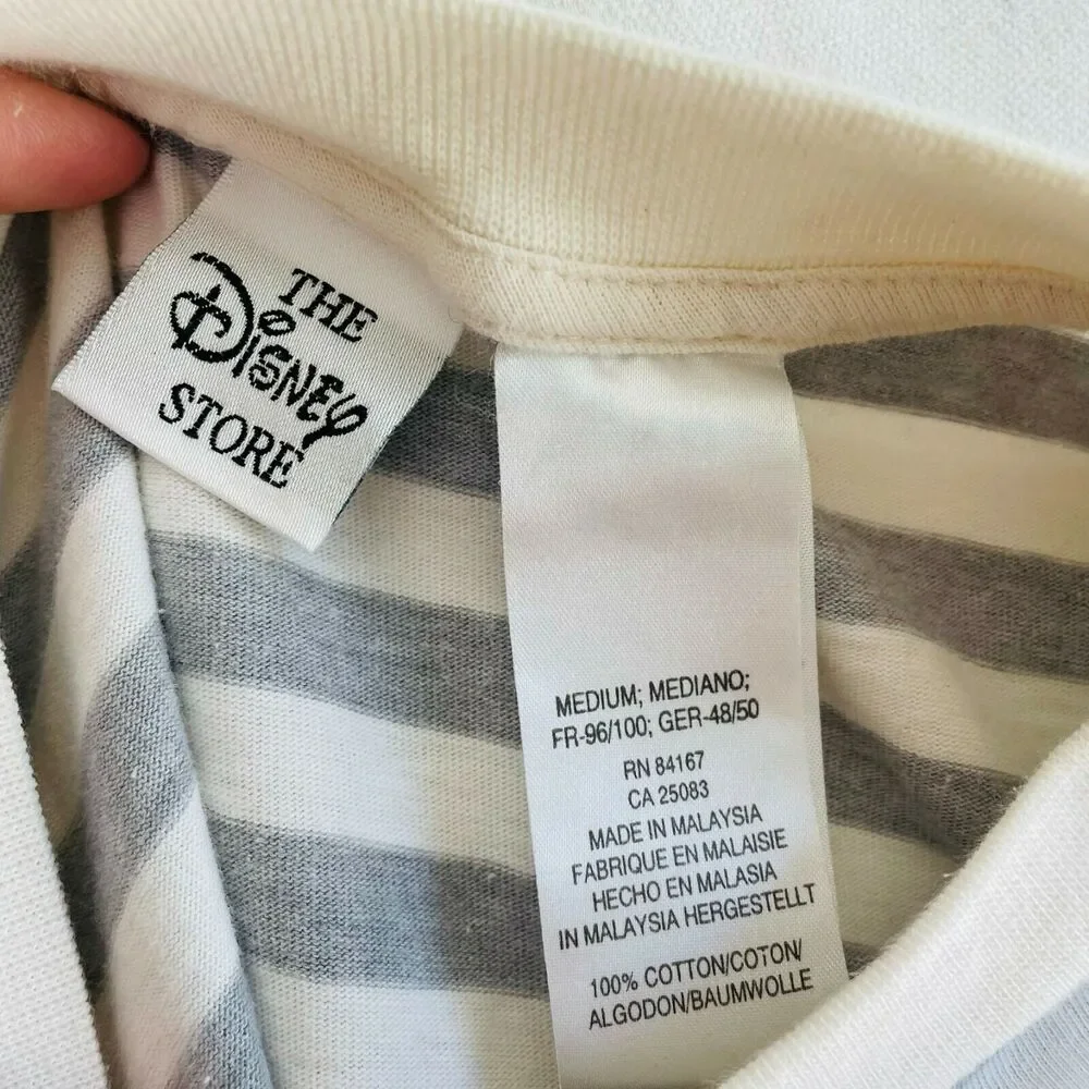 The Disney Store Top Long Sleeve Tee Mickey Mouse Vintage Striped Crew Neck M - Picture 8 of 9